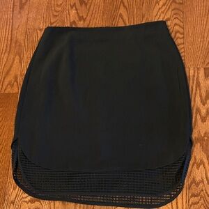 XOXO Black Mini Skirt w/ Mesh Detail layer zipped back lined pencil style 11/12